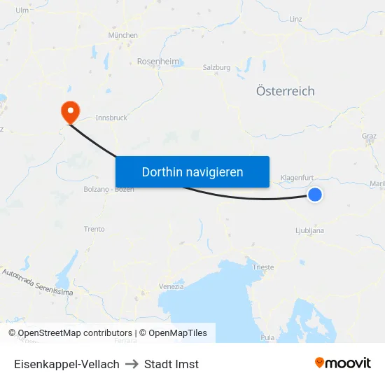 Eisenkappel-Vellach to Stadt Imst map