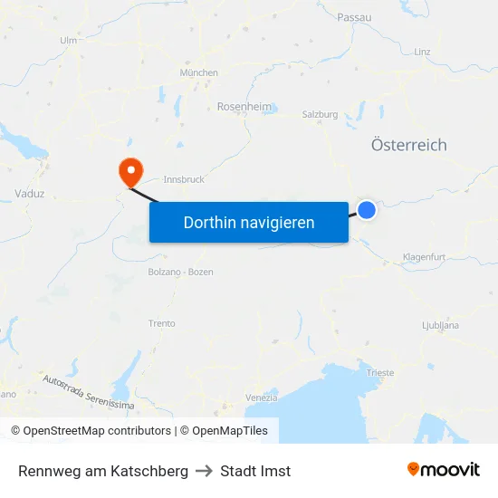 Rennweg am Katschberg to Stadt Imst map