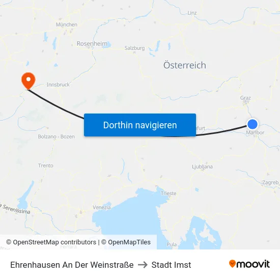 Ehrenhausen An Der Weinstraße to Stadt Imst map