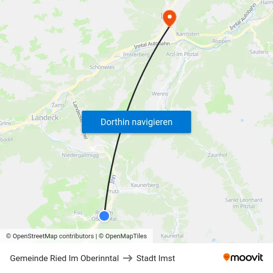 Gemeinde Ried Im Oberinntal to Stadt Imst map