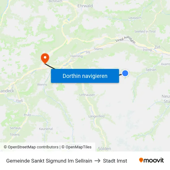 Gemeinde Sankt Sigmund Im Sellrain to Stadt Imst map