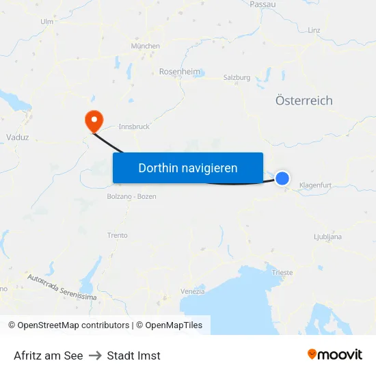 Afritz am See to Stadt Imst map