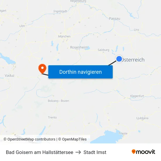 Bad Goisern am Hallstättersee to Stadt Imst map