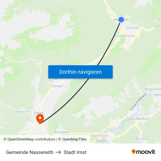 Gemeinde Nassereith to Stadt Imst map