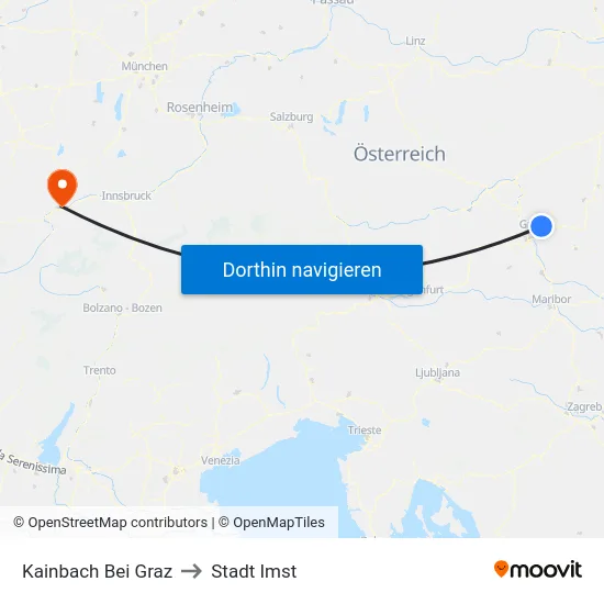 Kainbach Bei Graz to Stadt Imst map