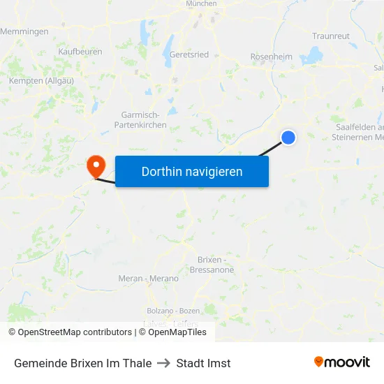 Gemeinde Brixen Im Thale to Stadt Imst map