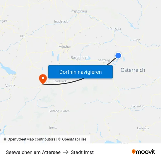 Seewalchen am Attersee to Stadt Imst map