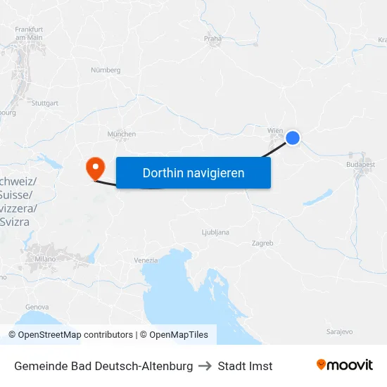 Gemeinde Bad Deutsch-Altenburg to Stadt Imst map