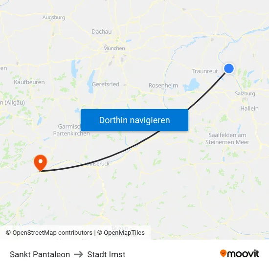 Sankt Pantaleon to Stadt Imst map