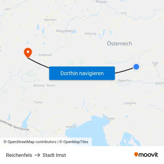 Reichenfels to Stadt Imst map