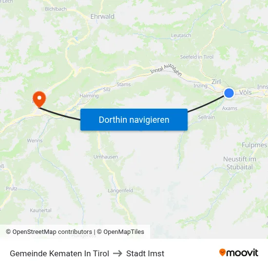 Gemeinde Kematen In Tirol to Stadt Imst map