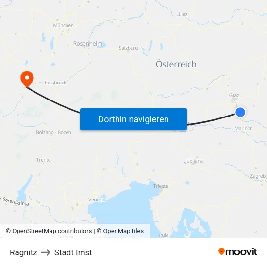 Ragnitz to Stadt Imst map