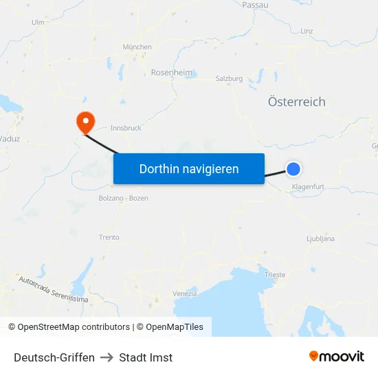 Deutsch-Griffen to Stadt Imst map