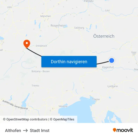 Althofen to Stadt Imst map