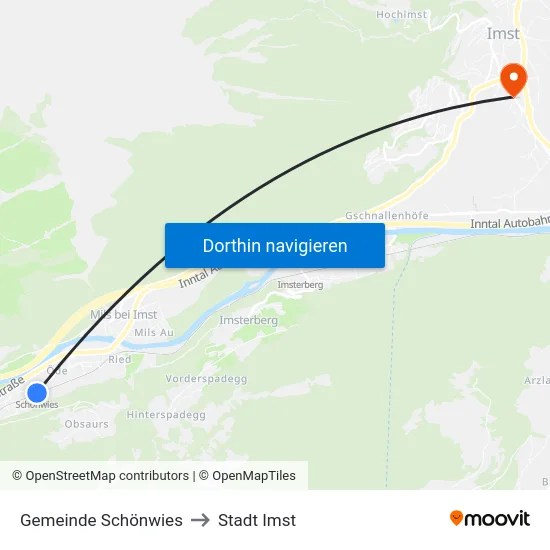 Gemeinde Schönwies to Stadt Imst map
