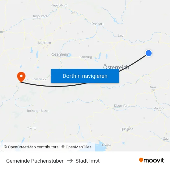 Gemeinde Puchenstuben to Stadt Imst map