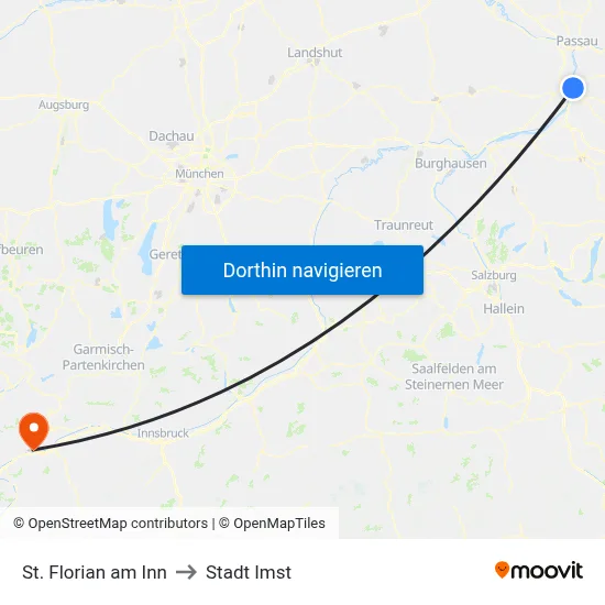 St. Florian am Inn to Stadt Imst map