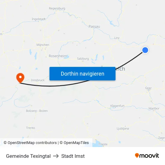 Gemeinde Texingtal to Stadt Imst map