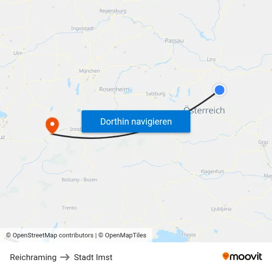 Reichraming to Stadt Imst map
