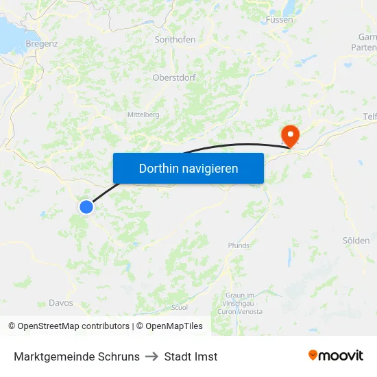 Marktgemeinde Schruns to Stadt Imst map
