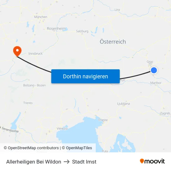 Allerheiligen Bei Wildon to Stadt Imst map