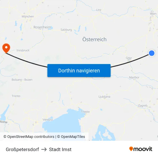 Großpetersdorf to Stadt Imst map