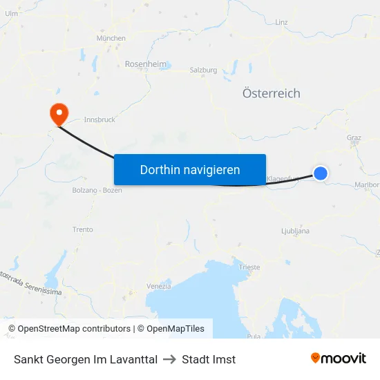Sankt Georgen Im Lavanttal to Stadt Imst map
