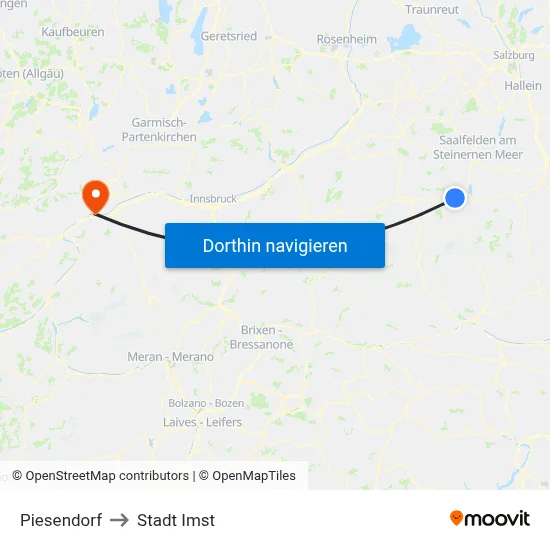 Piesendorf to Stadt Imst map