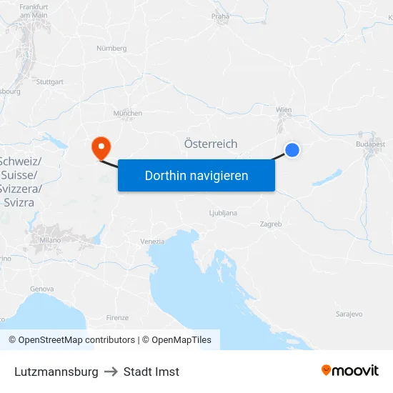 Lutzmannsburg to Stadt Imst map
