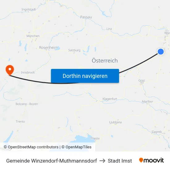 Gemeinde Winzendorf-Muthmannsdorf to Stadt Imst map