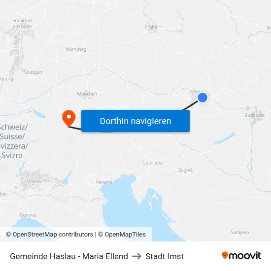 Gemeinde Haslau - Maria Ellend to Stadt Imst map