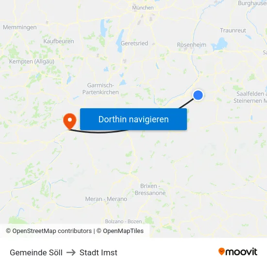 Gemeinde Söll to Stadt Imst map