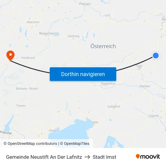 Gemeinde Neustift An Der Lafnitz to Stadt Imst map
