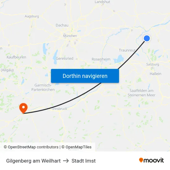 Gilgenberg am Weilhart to Stadt Imst map