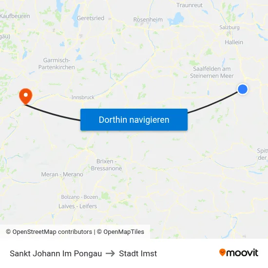 Sankt Johann Im Pongau to Stadt Imst map