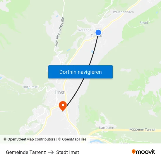 Gemeinde Tarrenz to Stadt Imst map