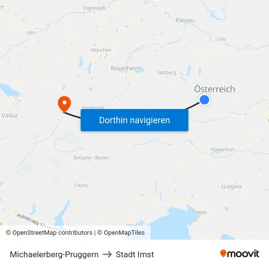 Michaelerberg-Pruggern to Stadt Imst map