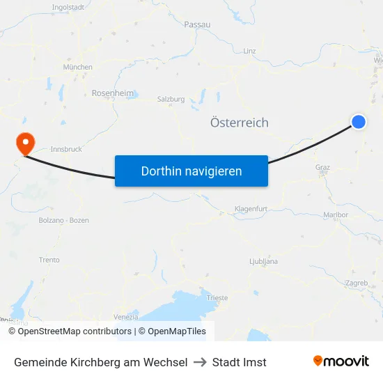 Gemeinde Kirchberg am Wechsel to Stadt Imst map