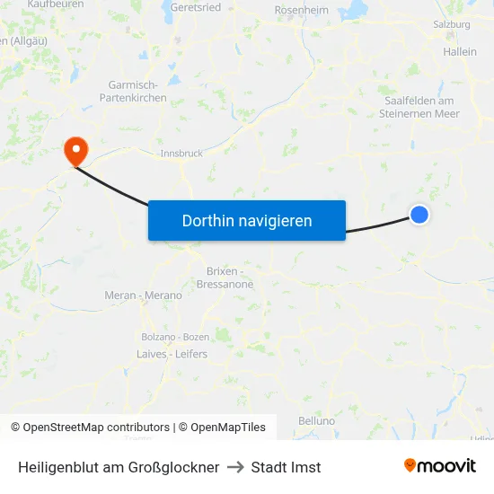 Heiligenblut am Großglockner to Stadt Imst map
