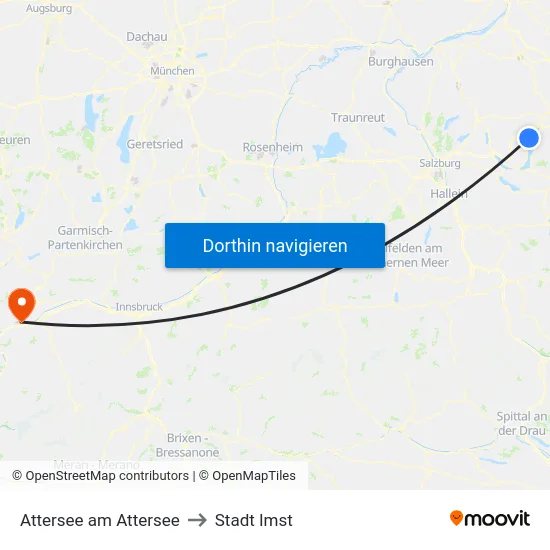 Attersee am Attersee to Stadt Imst map