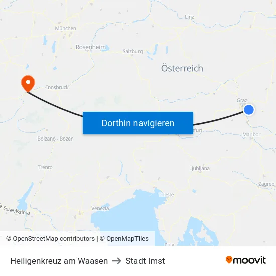 Heiligenkreuz am Waasen to Stadt Imst map
