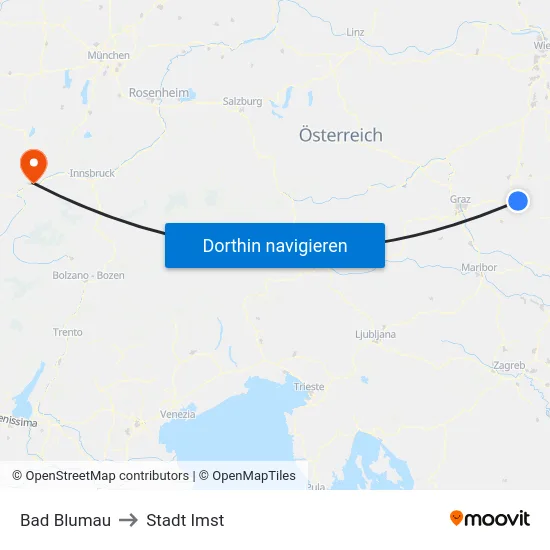 Bad Blumau to Stadt Imst map