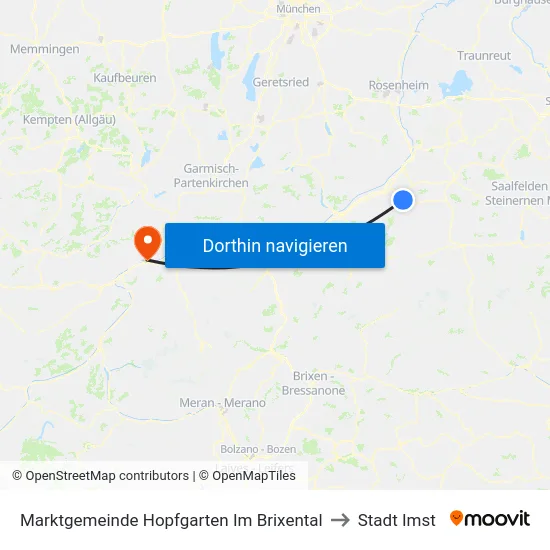 Marktgemeinde Hopfgarten Im Brixental to Stadt Imst map