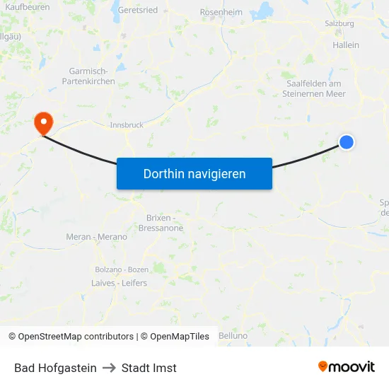 Bad Hofgastein to Stadt Imst map