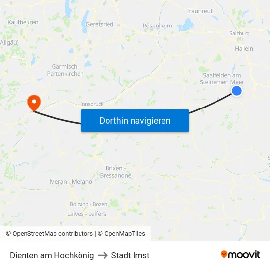 Dienten am Hochkönig to Stadt Imst map