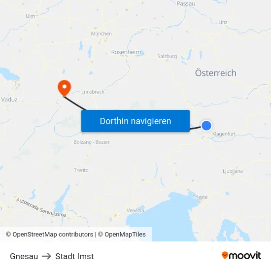 Gnesau to Stadt Imst map