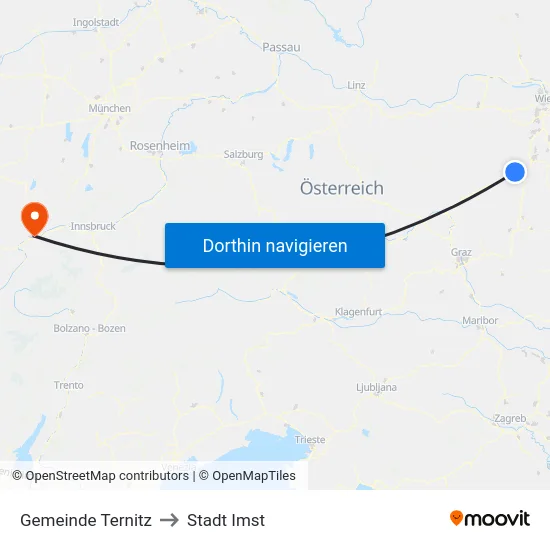 Gemeinde Ternitz to Stadt Imst map