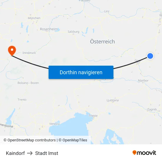 Kaindorf to Stadt Imst map
