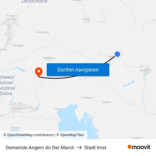 Gemeinde Angern An Der March to Stadt Imst map