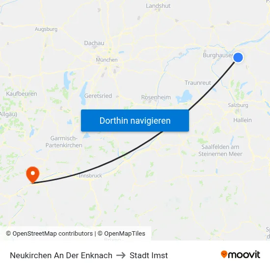 Neukirchen An Der Enknach to Stadt Imst map